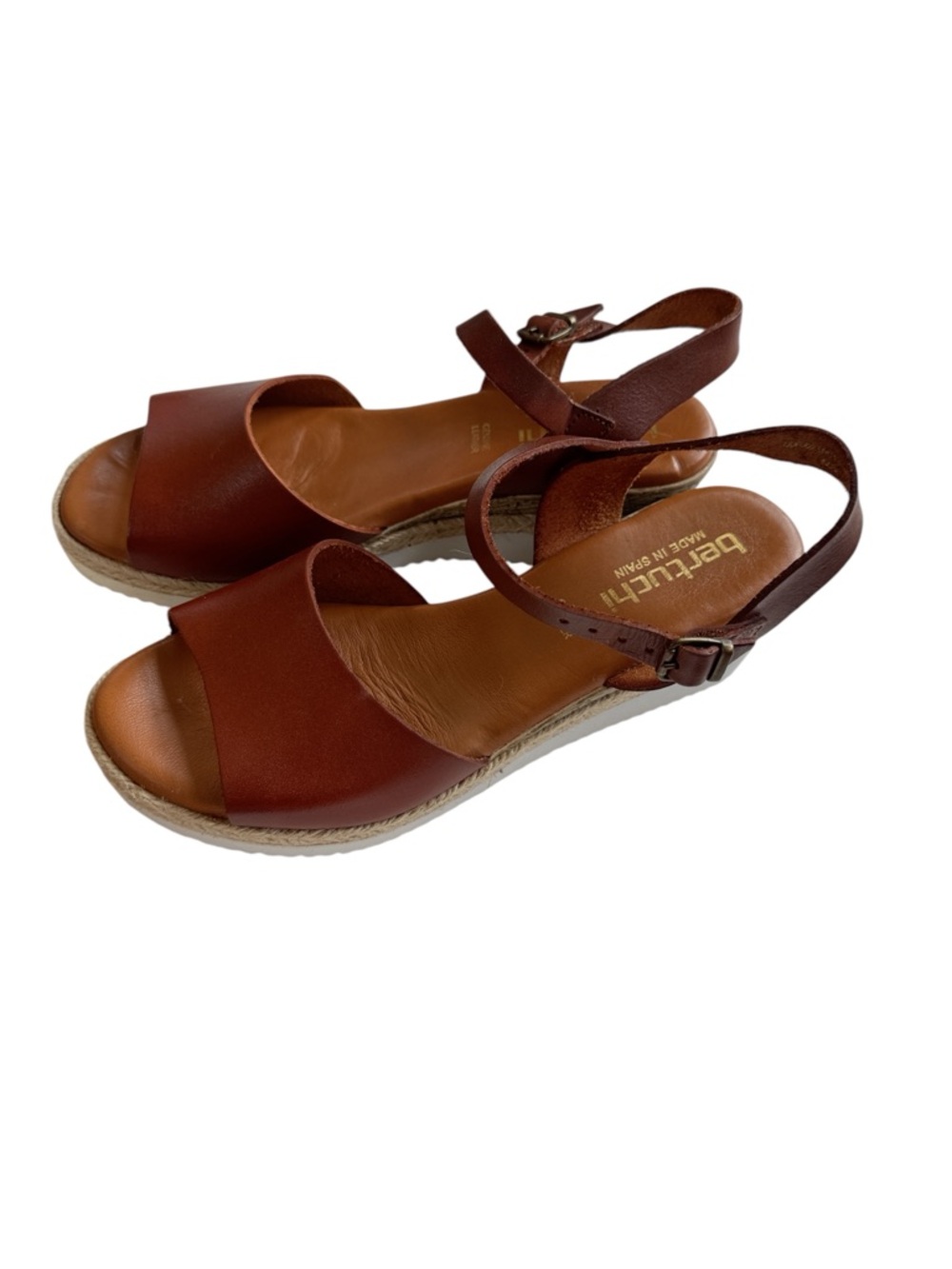 bertuchi Brown leather wedge sandals size 39/ US 8.5
